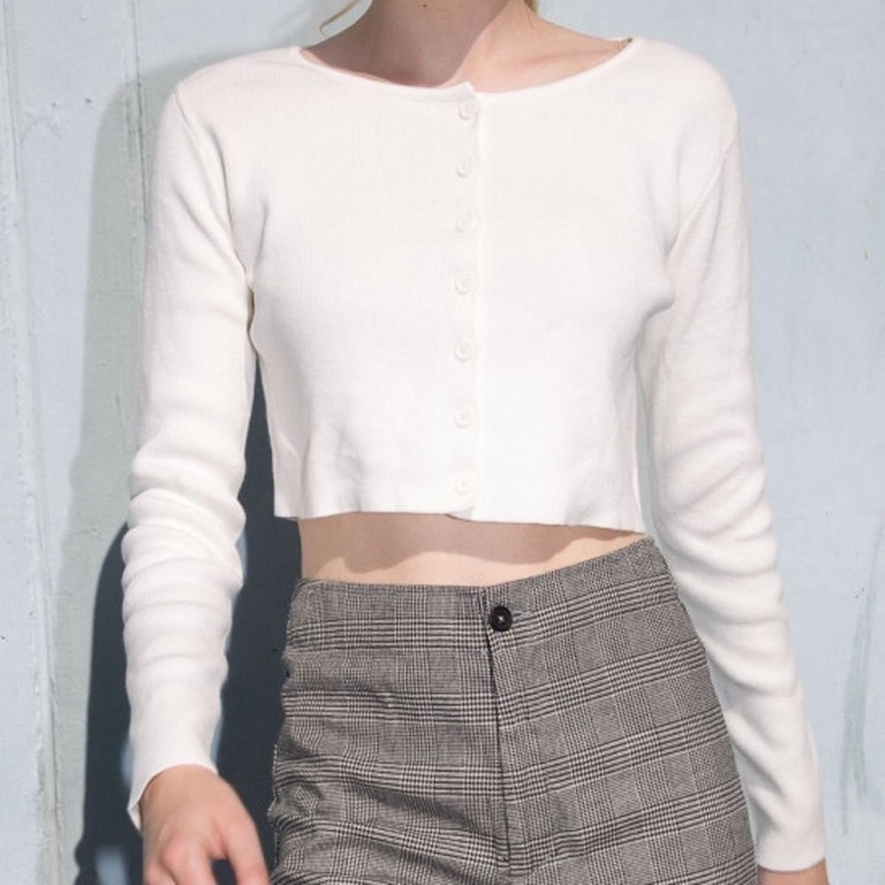 brandy white cropped cardigan